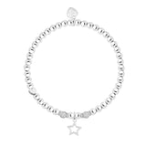 Silver Plated Elastic Beaded Bracelet with dangly open star charm