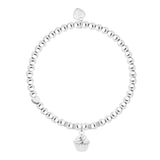 silver plated beaded elastic bracelet with cupcake charm