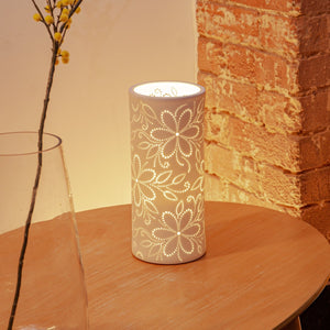 Light Glow Ceramic Column Lamp H28cm Design - Flowers