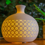 Light Glow Ceramic Oriental Lamp - Round Jar Vase
