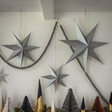 Set of 3 Silver Hanging Paper Stars 23AW57