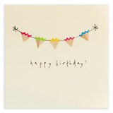 These Pencil Shaving cards by Ruth Jackson are handmade and completely original and unique. Each card is made by applying real pencil shavings to complete or create a design. - hanging bunting for a happy birthday