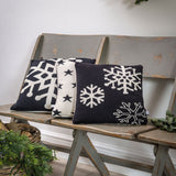 Black & White Reversible Scattered Snowflake Cushion