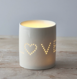 Small Ceramic Dotted Love Candle Pot