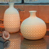 Light Glow Ceramic Oriental Lamp - Round Jar Vase