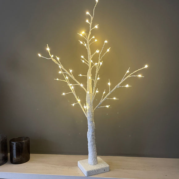 60cm White Glitter LED Tree