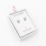 Life Charms the Thoughtful Jewellery Co. Silver plated stud hypoallergenic Earrings collection; Palm Leaf design in gift box (included)