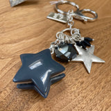 Eliza Gracious - Resin Star & crystal dropper Keyring/Bag Charm | Blue & Grey