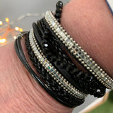 Eliza Gracious - Black Wrap & Silver Bracelet with Magnetic Fastening eb0600