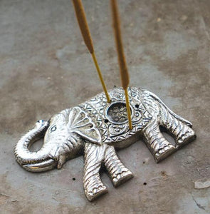 Incense Stick Holder - Metal Embossed Elephant Shape
