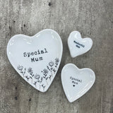 Small Ceramic Heart Shaped Trinket Quotable Dish - 'Special Mum'