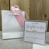 Daughter-In-Law life charms bracelet in it's gift box (included) with matching Life charm gift bag(sold separately for £2)