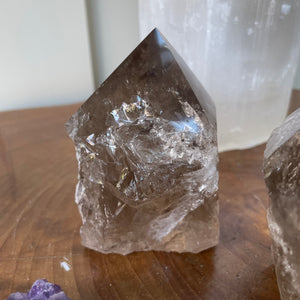 Crystal Smokey Quartz Energy Point - H9cm & 500g sizes