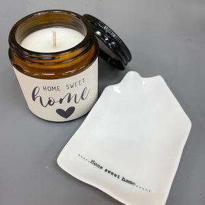 Small Amber Jar Quotable Soy Wax Candle 'Home Sweet Home' Fragrance - Jasmine & Honey