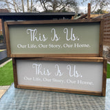Wooden Framed Olive Plaque - This is Us...