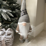Grey & Beige Bouncing Santa Gnome