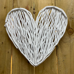  White Willow Wooden Hanging Heart - 37cm