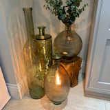 Light & Living Ralloci Ribbed Amber Round Glass Vase - 42cm