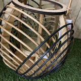 Bamboo & Black Wire Globe Lantern with Handle - Large