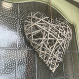 Grey Woven Wicker Hanging Heart - 2 sizes