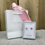 Life Charms the Thoughtful Jewellery Co. Silver plated stud hypoallergenic Earrings collection; Starburst design with matching Life charm gift bag (sold separately)