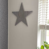 Retreat-home - Gifts from the heart made with love; Ribbed Style Wooden Grey Wall Star 18SS93