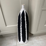 Tall Black & White Striped Vase