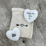 White happy ever after heart stone