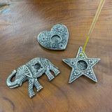 Incense Stick Holder - Metal Embossed Elephant Shape