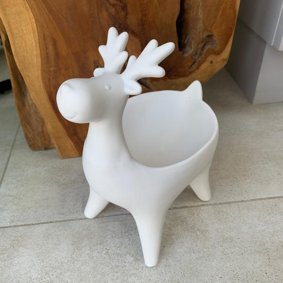 Wikholmform - Unique design & products from Scandinavia Matte White Standing Reindeer Bowl H16cm 05417