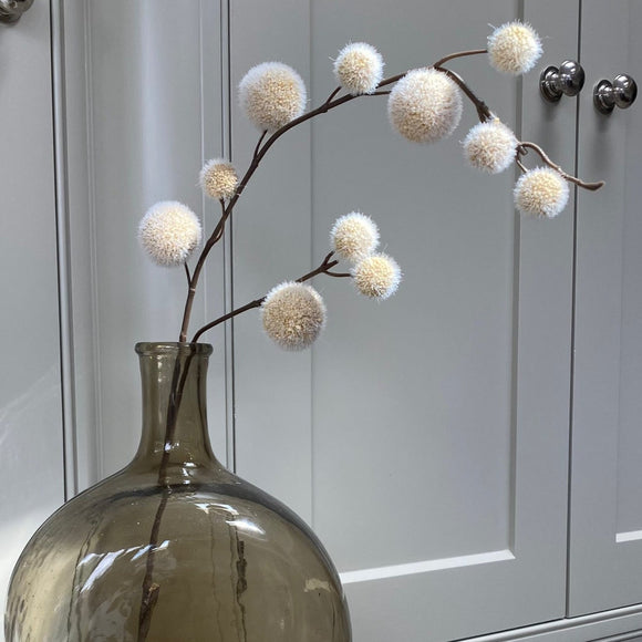 Artificial Sprays - Fawn Pom Pom sold as a pack of 3 height 85cm looks stylish placed in a vase for a different look.  Gallery Direct