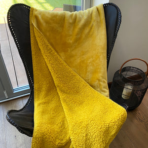 Malini luxury softest fleece cosy throw Mustard 150x200cm