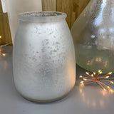 Large Frosted Silver Glass T-Light Holder