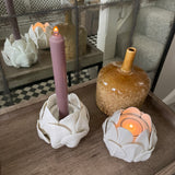 Wikholmform - Unique design & products from Scandinavia Nerea White Flower Candle Holders - 2 styles petals & shells 05539 13x10cm approx