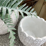 Kaya White Melange Leaf Plant Pot - Medium
