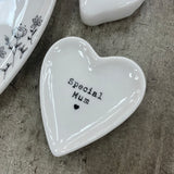 Small Ceramic Heart Shaped Trinket Quotable Dish - 'Special Mum' 6.5cm