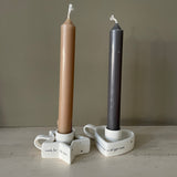 Ceramic quotable star & heart shaped tapered candlestick holder