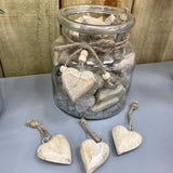 Mini Whitewash Wooden Hanging Hearts