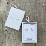 Life Charms Butterfly Silver Stud Earrings in their beautiful gift box