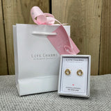 Life Charms the Thoughtful Jewellery Co. Gold plated stud hypoallergenic Earrings collection; Gold Knot design in lovely gift box (included) with matching Life Charm Gift Bag (sold separately)