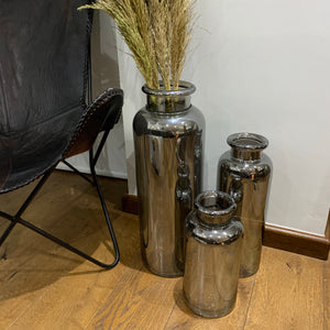 Tall Smoked Silver Glass Vases - Small, Medium and Large