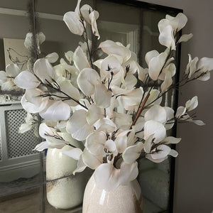 Gallery faux Eucalyptus spray -Bleached Cream Eucalyptus Bouquet A update on classic eucalyptus, the bleached faded leaves of this bouquet adds a modern twist to any display.