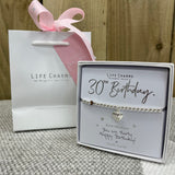 30th Birthday Bracelet in Gift Box with matching Life Charms Gift Bag (sold separately for £2)