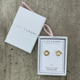 Life Charms the Thoughtful Jewellery Co. Gold plated stud hypoallergenic Earrings collection; Gold Knot design in lovely gift box (included)