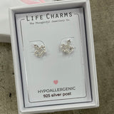 Life Charms the Thoughtful Jewellery Co. Silver plated stud hypoallergenic Earrings collection;  Crown Design