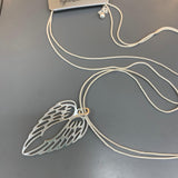 Eliza Gracious - Twin Angel Wing Necklace | Silver & Matte Silver EN0779
