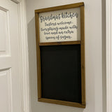 Tall Wooden Framed Chalkboard Sign 63cm - 'Grandma's kitchen..'