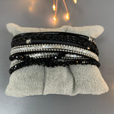 Eliza Gracious - Black Wrap & Silver Bracelet with Magnetic Fastening eb0600