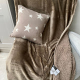 Malini Cosy Super Soft Fleece throw with Sherpa Reverse Colour - Taupe *Best Seller* 150x200cm