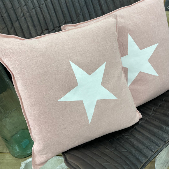 Chalk - Natural Fibre Pink Star Cushion